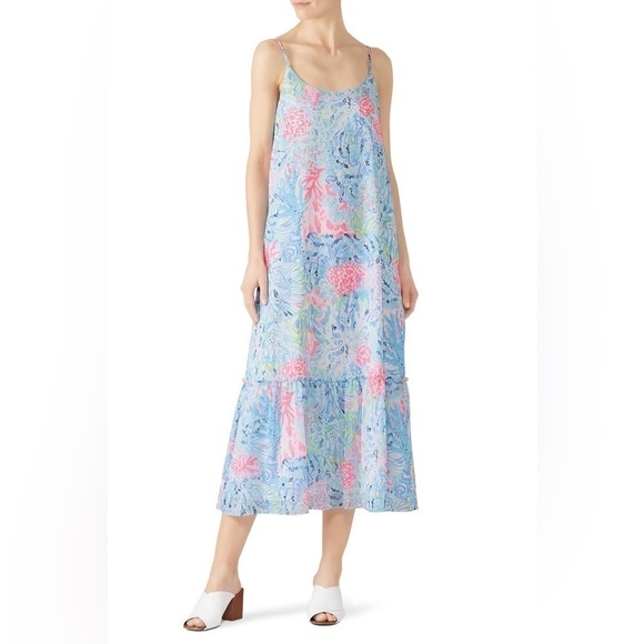 LILLY PULITZER Winni Midi Dress in Pelican Pink BeatThe Heat Sz S - Picture 1 of 8